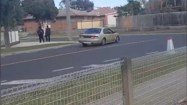Residents filmed a car speeding in Hampton Park before a crash on Tuesday afternoon. The vehicle was reported stolen from Springvale on August 30.