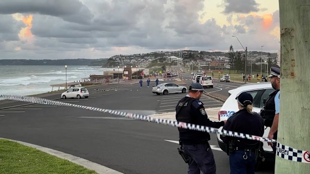 The scene at Bar Beach carpark on Thursday morning.