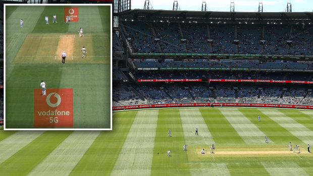 The MCG on Boxing Day, and (inset) as seen on the Fox Sports telecast.