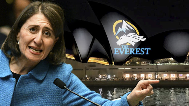 Gladys Berejiklian has instructed the Sydney Opera House to allow its sails to be lit up with colours, numbers and a trophy to promote next Saturday’s Everest horse race. 