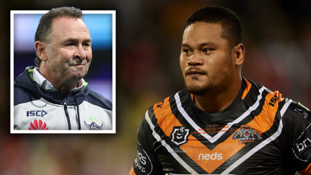 Joey Leilua and his former coach Ricky Stuart (inset).
