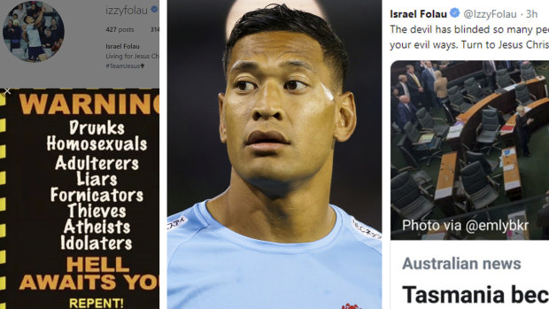 : Israel Folau's controversial social media posts from April. 