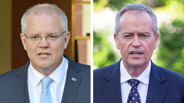 Scott Morrison and Bill Shorten on the first day of the federal election campaign for 2019. 