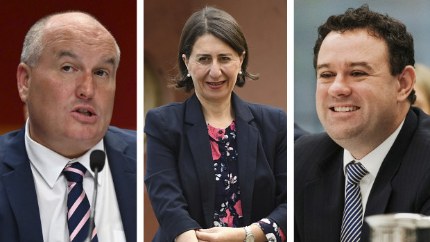 Premier Gladys Berejiklian has leapt to the defence of two of her ministers, David Elliott and Stuart Ayres.