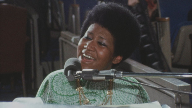 Aretha Franklin, singing in a Los Angeles church in 1972, a performance caught on film that's only now been released.