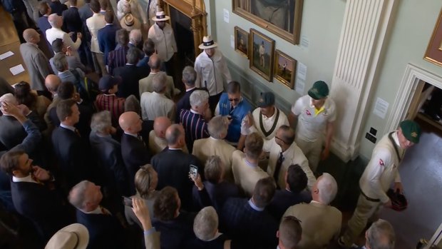 Usman Khawaja confronts an MCC member at Lord’s.