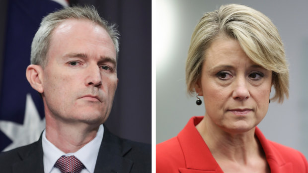 Immigration Minister David Coleman (left) and Labor home affairs spokeswoman Kristina Keneally. 