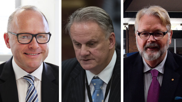 Catholic Schools NSW boss Dallas McInerney, One Nation NSW leader Mark Latham and Catholic Education Diocese Parramatta head Greg Whitby