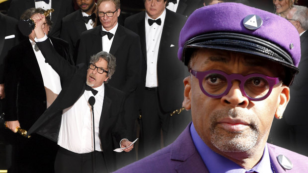 Spike Lee (right) reportedly walked out of the Oscars when Green Book won the award for best film (left).