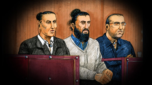 Ahmed Mohamed, Abdullah Chaarani and Hamza Abbas in court.