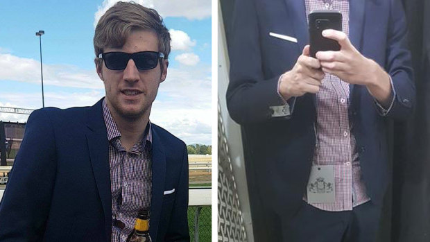 Justin Beulah posted under a pseudonym the picture on the right, his head cropped out. But his suit, shirt and pocket square matched those seen in another picture on his Facebook. 