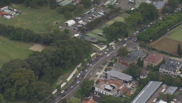 Long COVID-19 testing queues in Sydney’s Double Bay.