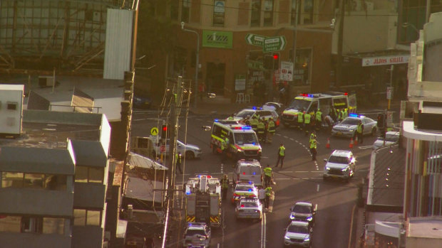 Emergency services at the scene of the crash in Crows Nest.