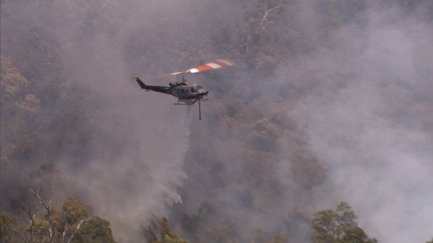 Aerial view of the fires in Karragullen/Roleystone.