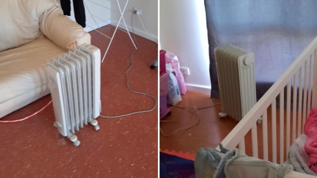 The two heaters provided by the WA government to heat the six-bedroom house.