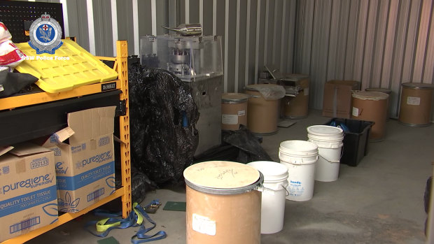 Police found allegedly found a clandestine laboratory concealed in storage sheds in Sydney’s west.