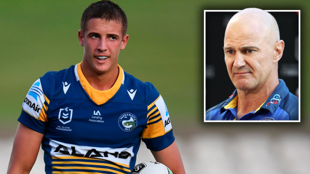 Eels debutant Jakob Arthur and father Brad Arthur.