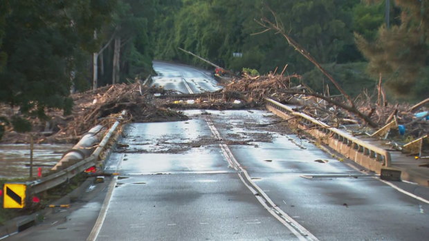 Bells Line of Road is still blocked off by flooding debris.