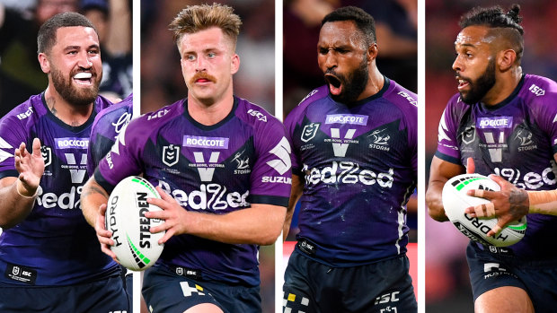 Kenny Bromwich, Cameron Munster, Justin Olam and Josh Addo-Carr will be a handful for the Panthers on Sunday.
