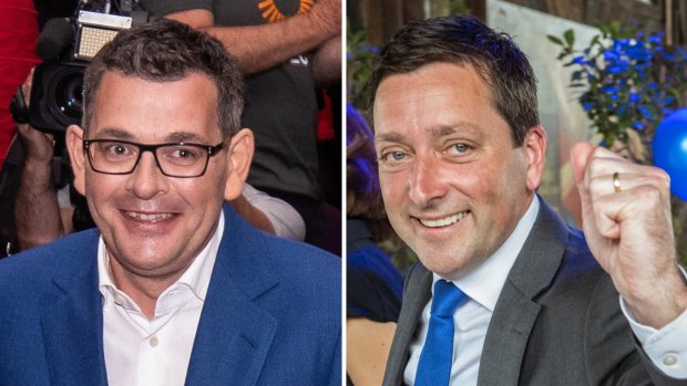 Hey big spenders: Victorian Premier Daniel Andrews and Opposition Leader Matthew Guy.