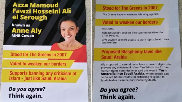 A flyer targeting Labor MP Anne Aly appeared on social media.