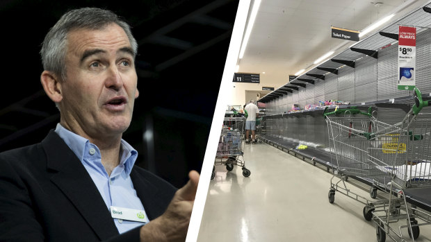 Woolworths chief executive Brad Banducci says the company is currently serving 50 million shoppers a week, rather than 24 million.
