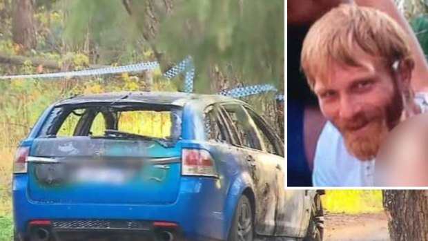 Peter John Moiler, inset, is accused of setting his ex-wife’s car on fire. Picture: Nine News Perth/Facebook