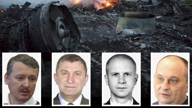 Criminal charges have been laid against four people allegedly responsible for shooting down MH17. They are, from left, Igor Girkin, Sergey Dubinsky, Oleg Pulatov, Leonid Kharchenko.
