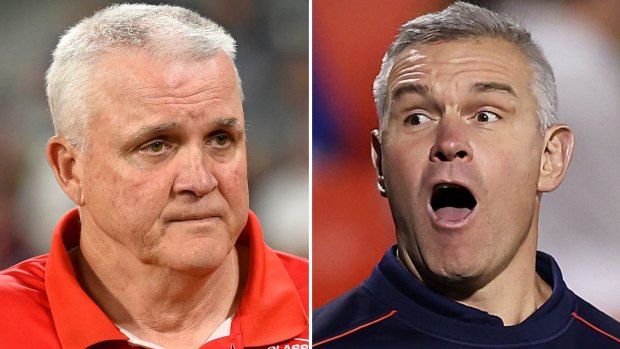 St George Illawarra Dragons coach Anthony Griffin and Roosters assistant Jason Ryles.