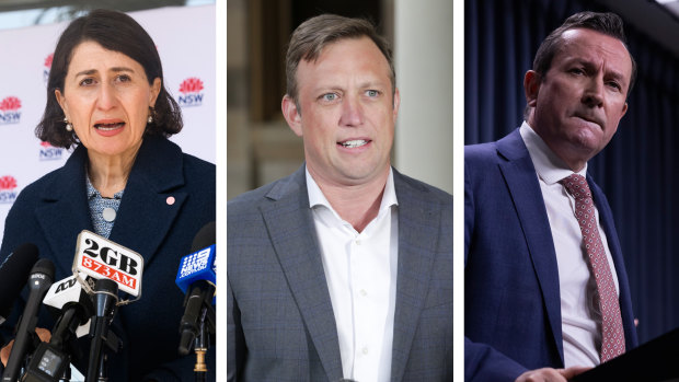 NSW Premier Gladys Berejiklian, Queensland Deputy Premier Steven Miles and WA Premier Mark McGowan.