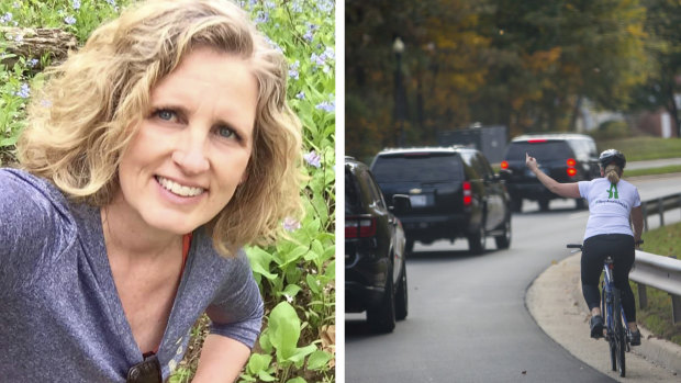 Juli Briskman lost her government two years ago job after a picture of her gesturing at Trump's motorcade set off a social media storm.