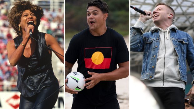 Tina Turner, Latrell Mitchell and Macklemore have all featured in previous NRL campaigns.