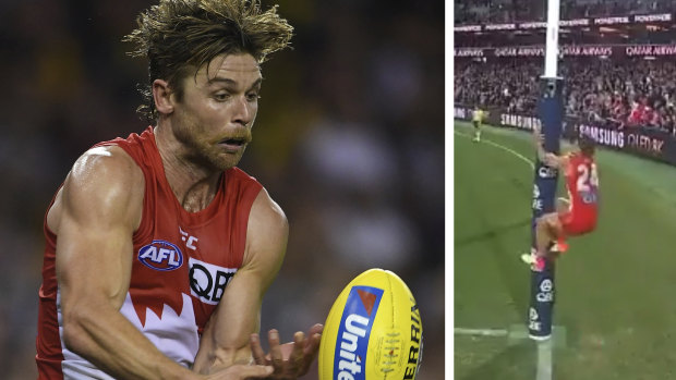 Sydney's five-point win over Essendon has become embroiled in controversy due to Dane Rampe's actions as David Myers lined up for an after-the-siren shot on goal.