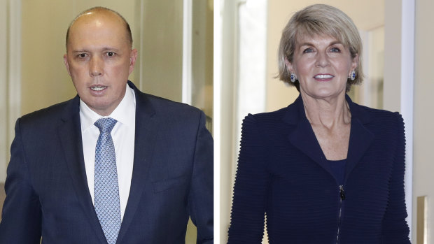 The failed contenders: Peter Dutton and Julie Bishop.