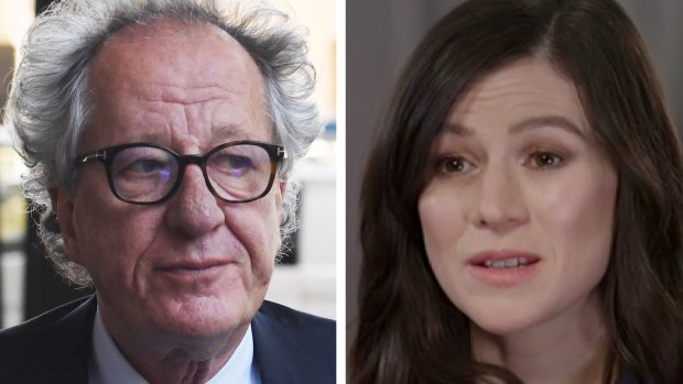 Actors Geoffrey Rush and Yael Stone.