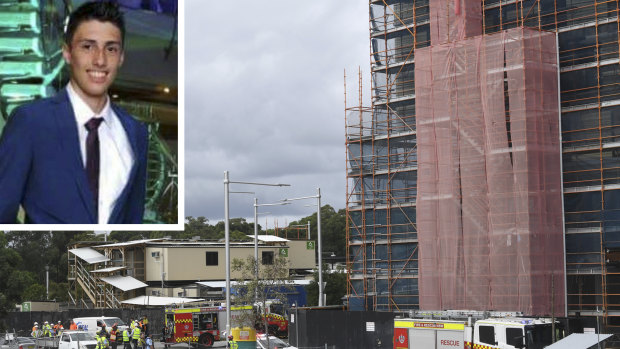 Christopher Cassaniti, 18, died after scaffolding collapsed at a Macquarie Park in April 2019.