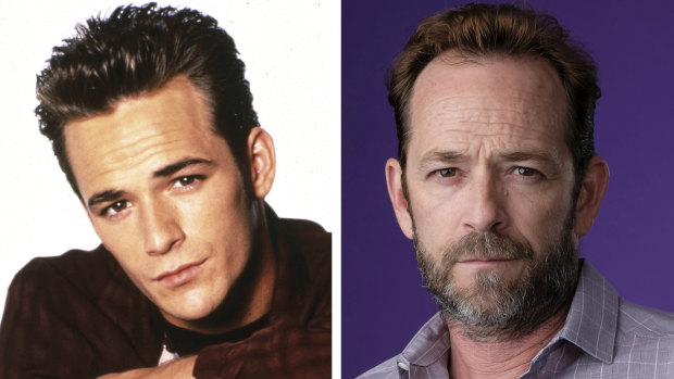 Luke Perry as Dylan Mckay in Beverly Hills, 90210 (left) and Fred Andrews in Riverdale.