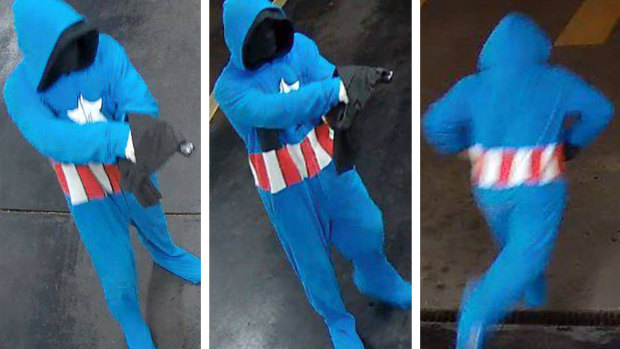 Police are appealing for witnesses of an alleged armed robbery by a man in a Captain America costume to come forward.