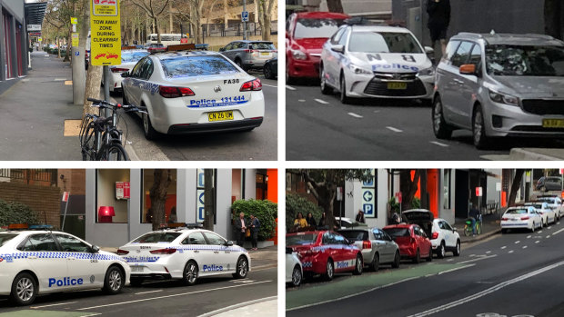 Police cars have been occupying loading zones in Surry Hills, as well as other civilian spots.