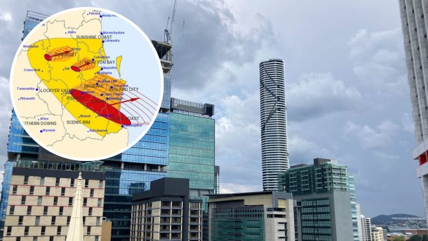 A thunderstorm warning has been issued for Brisbane, with the threat of hail.