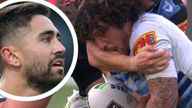 Kevin Proctor was sent off for biting Shaun Johnson.