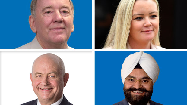 Clockwise: Peter Killin, Jessica Whelan, Gurpal Singh and Jeremy Hearn made controversial comments online which emerged during the 2019 federal election campaign. Only Mr Singh remains as a candidate.