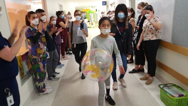 Tiana Ekpanyasukan received a standing ovation  when she walked out of the Royal Children’s Hospital.