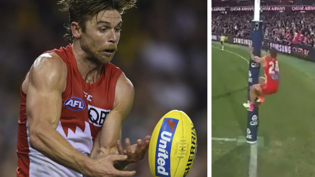 Embarrassing: Sydney's five-point win over Essendon was mired in controversy due to Dane Rampe's actions.