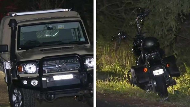 Left: The Toyota LandCruiser police say belongs to Nicola Teo and right, the bike belonging to Jock Ross.
