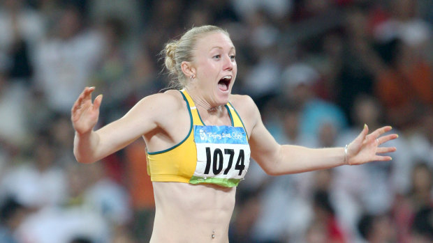 Sally Pearson, then McLellan, after winning silver in Beijing in 2008.