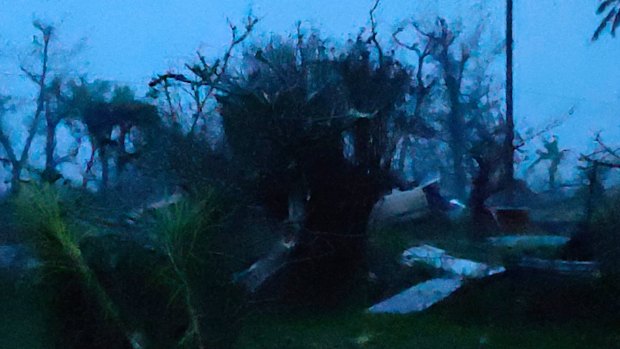 Glen Hunter, a resident of Saipan in the Northern Mariana Islands, took this photo showing the damage to his house as Super Typhoon Yutu crossed over the island.