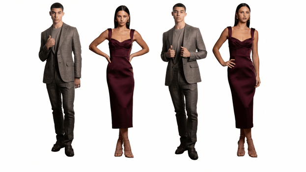 Cocktail attire from Farage and Rebecca Vallance.