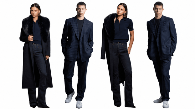 Smart casual looks from Rebecca Vallance and Farage.