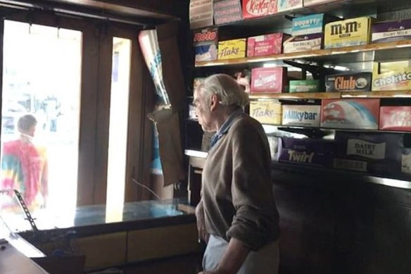 Nick Fotiou in his milk bar on Parramatta Road, Stanmore.